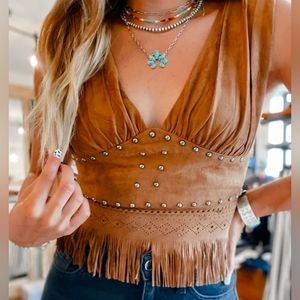 Studded Suede Cropped Tank